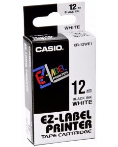 CASIO XR-12WE1 (Negro sobre Blanco) 12mm